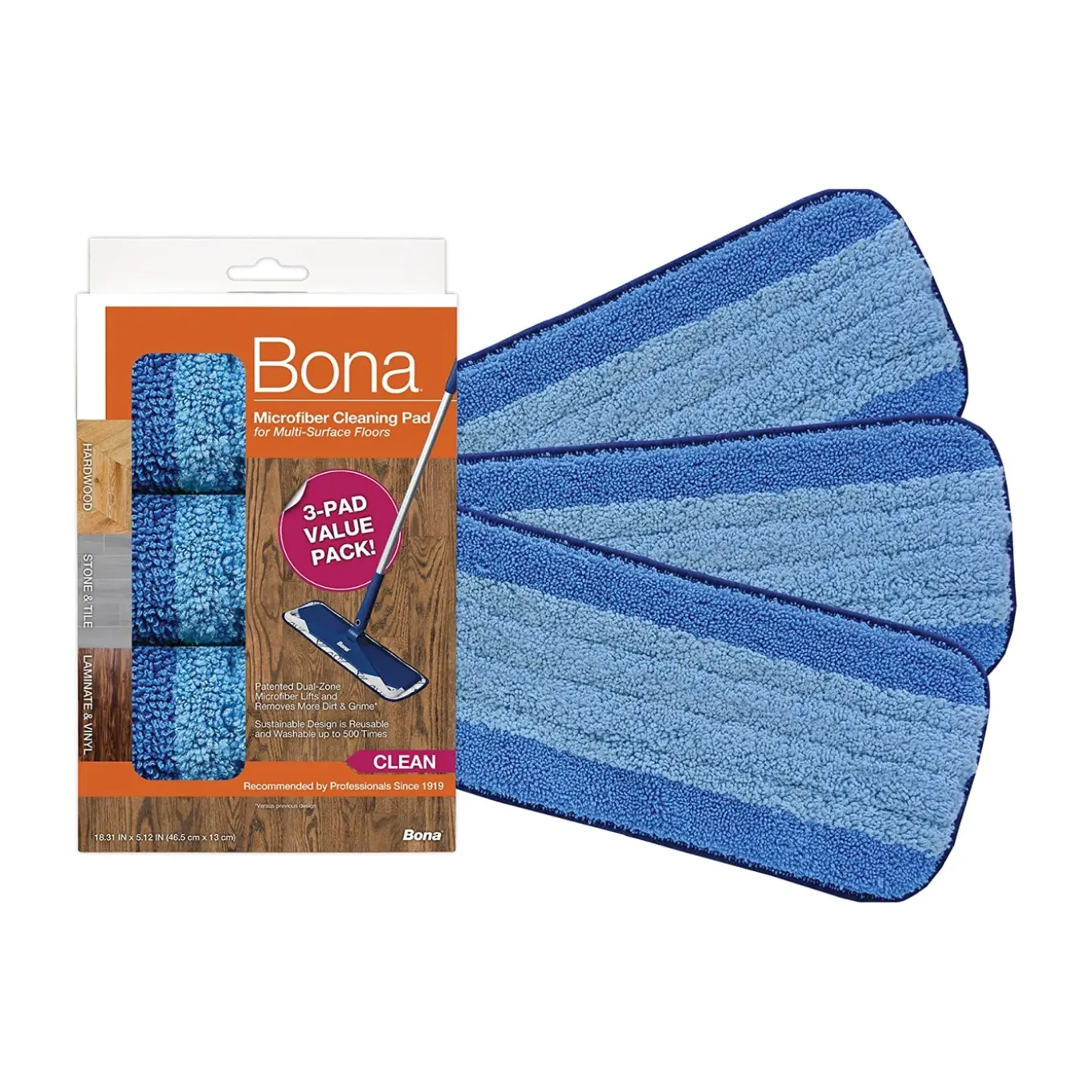 Bona Microfiber Cleaning Pad - Microvezel Reinigingspad - 42 CM - 3 Stuks