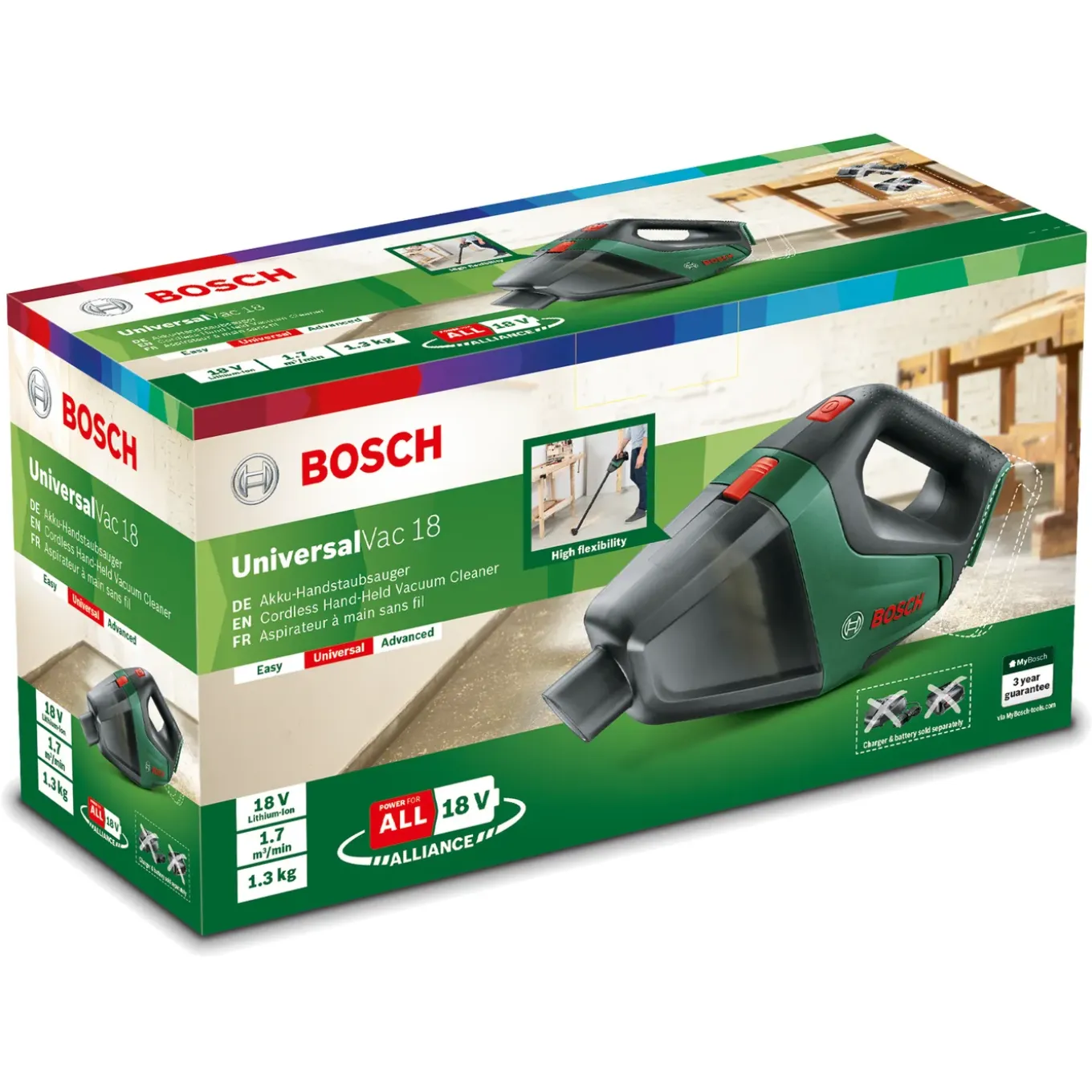 Bosch accuhandstofzuiger UniversalVac 18 18V (zonder accu)