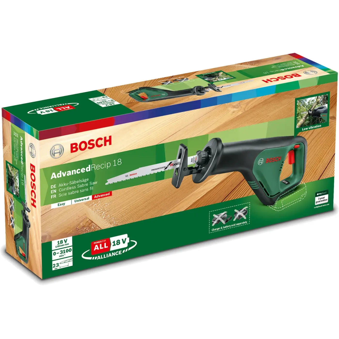 Bosch Accureciprozaag AdvancedRecip 18 - 18V - Li-Ion - Zonder accu en lader