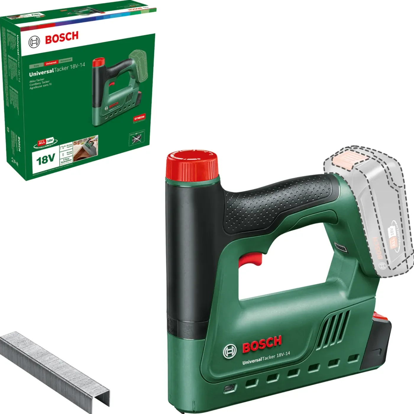 Bosch Accutacker UniversalTacker 18V-14 - Draadloos - Type 53 nietjes tot 14mm - 1000 nietjes