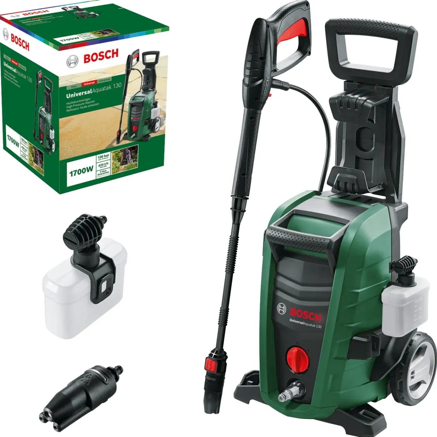 Bosch Hogedrukreiniger UniversalAquatak 130 - 3-in-1 mondstuk - 6 m slang - waterfilter