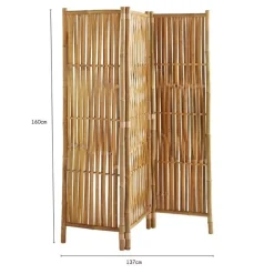 BOX & BEYOND Box And Beyond Scherm Natuurlijk Bamboe 3 Panelen 160 X 139 Cm