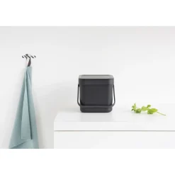 Brabantia Afvalbak Sort & Go - Kunststof - Donkergrijs - 20x24.5x18.1cm - 6L
