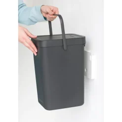 Brabantia Afvalbak Sort & Go - Kunststof - Donkergrijs - 20x24.9x35.1cm - 12L