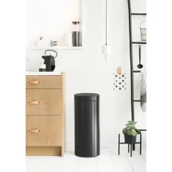 Brabantia Afvalbak Touch Bin - Staal - Mat Zwart - 29.5x32x72cm - 30L