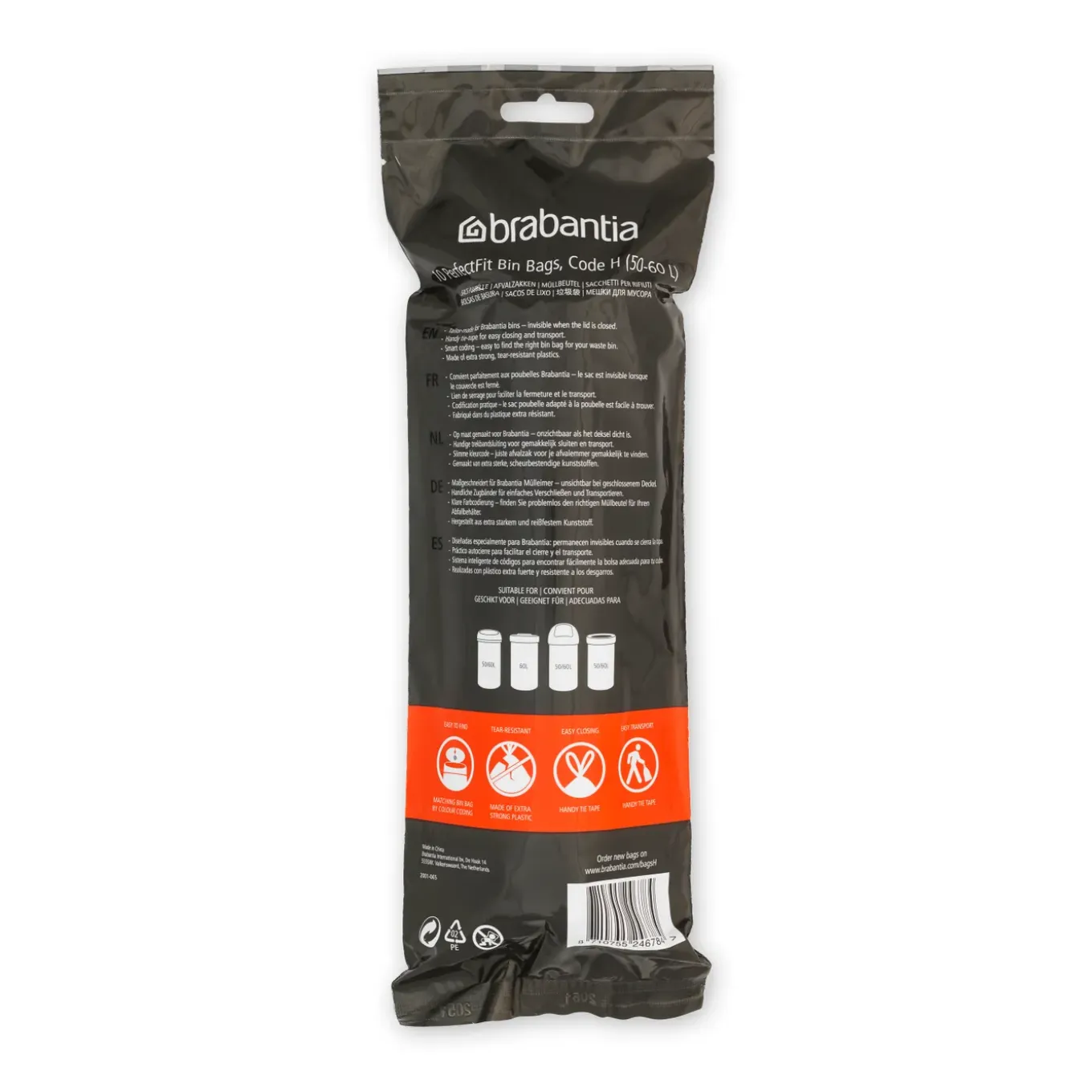 Brabantia PerfectFit Afvalzak met trekbandsluiting - 50/60 l - Code H - 10 stuks