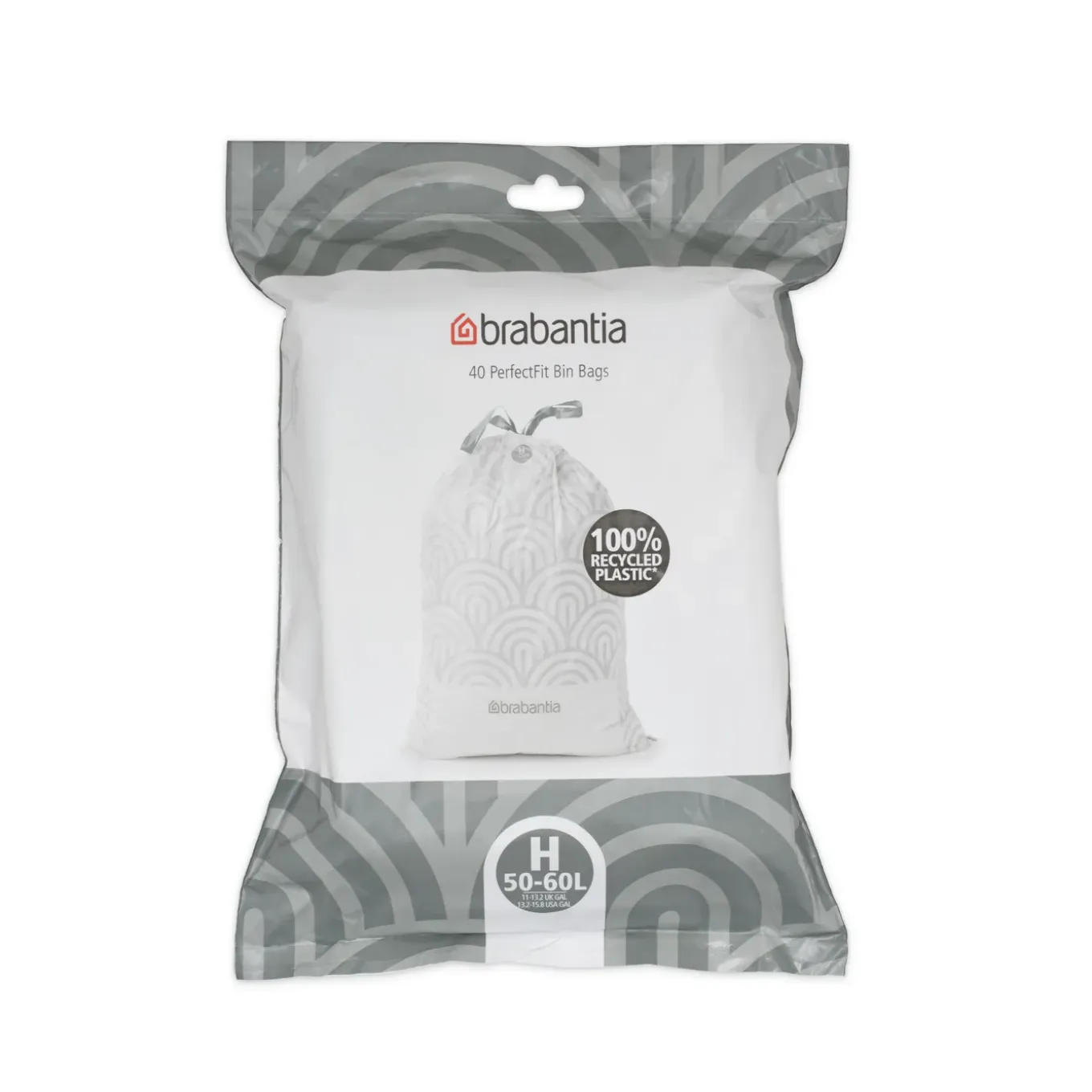 Brabantia PerfectFit afvalzak met trekbandsluiting code H 50-60L 40 stuks per dispenserverpakking