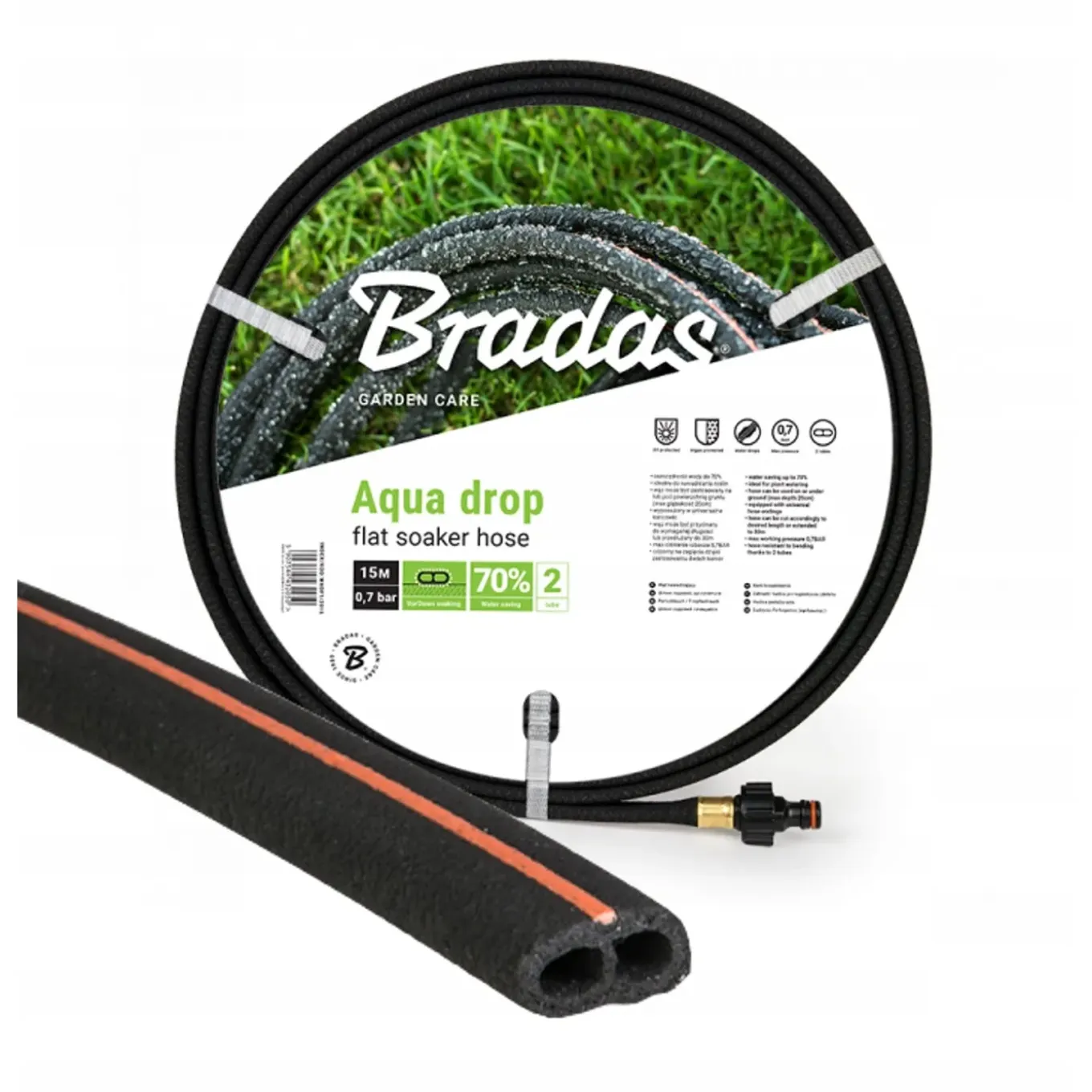 Bradas Platte Bewateringsslang - Zweetslang 13 Mm (1/2") - 15m