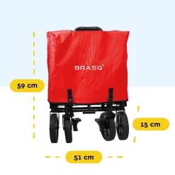 Brasq Bolderkar Opvouwbaar Rood - 100l - 80kg Draagkracht - Draaibare Wielen Mét Rem - 90x51x100cm