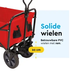Brasq Bolderkar Opvouwbaar Rood - 100l - 80kg Draagkracht - Draaibare Wielen Mét Rem - 90x51x100cm