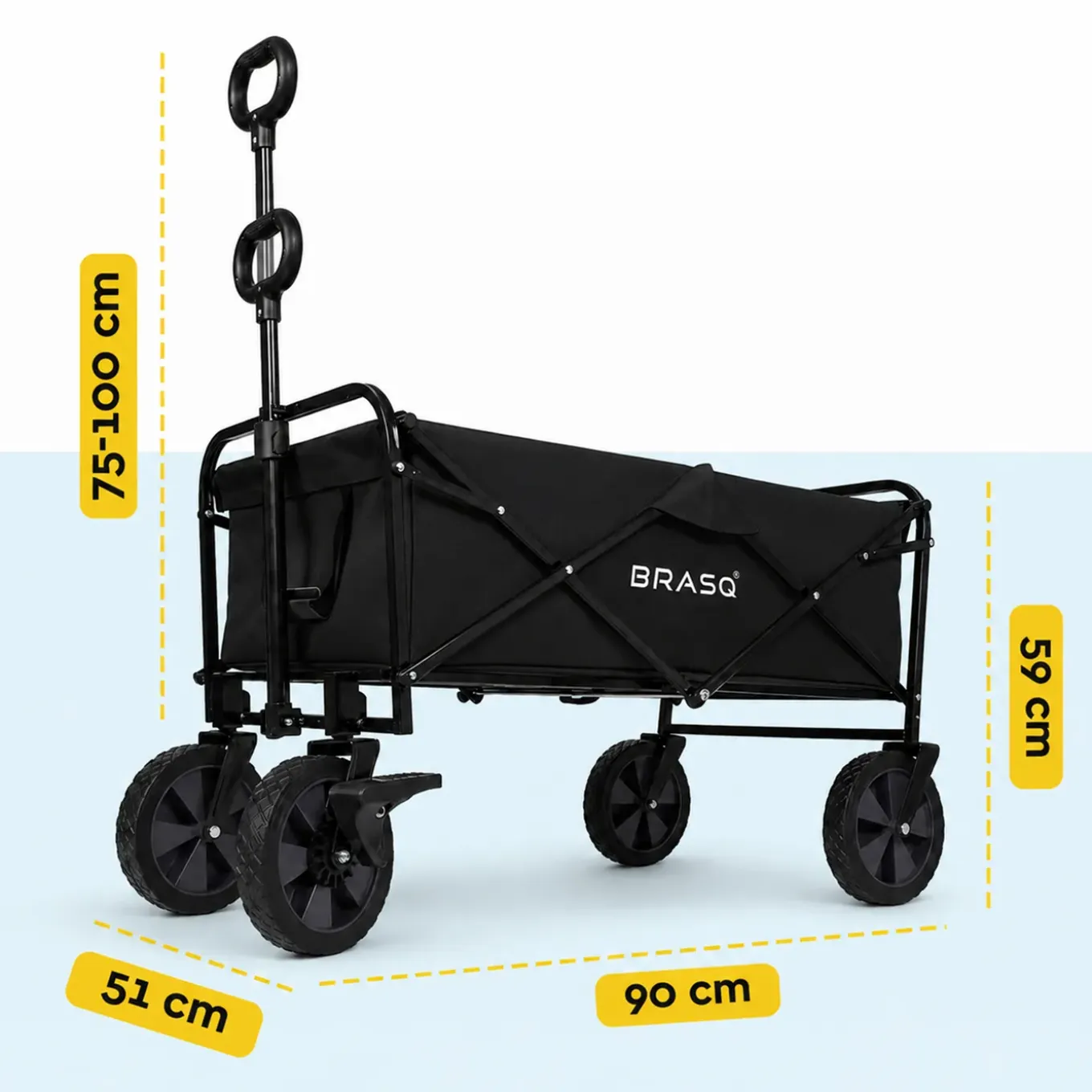 Brasq Bolderkar Opvouwbaar Zwart – 80 Kg Draagkracht - Draaibare Wielen - Verstelbare Hendel
