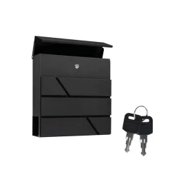 Brasq Brievenbus Hangend Zwart Rvs – Wandbrievenbus - Slot - Krantenvak - Montagemateriaal, Sleutels
