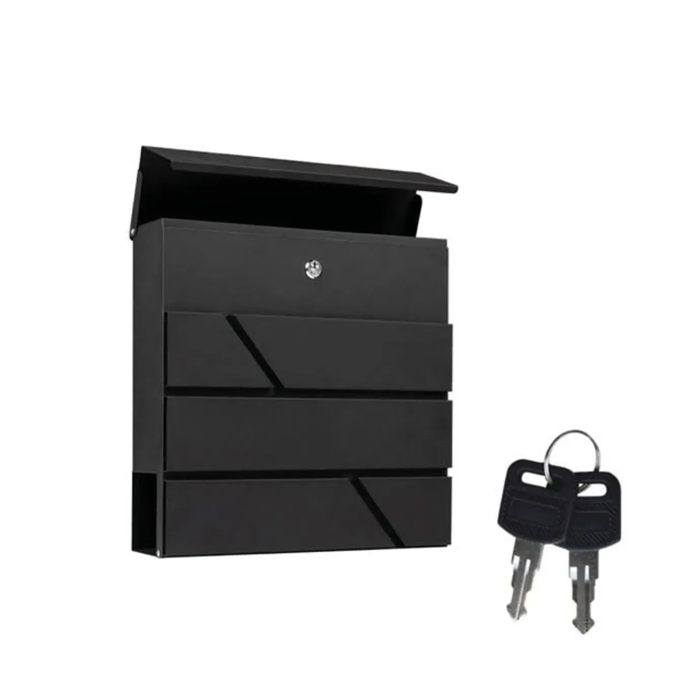 Brasq Brievenbus Hangend Zwart Rvs – Wandbrievenbus - Slot - Krantenvak - Montagemateriaal, Sleutels