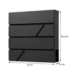 Brasq Brievenbus Hangend Zwart Rvs – Wandbrievenbus - Slot - Krantenvak - Montagemateriaal, Sleutels