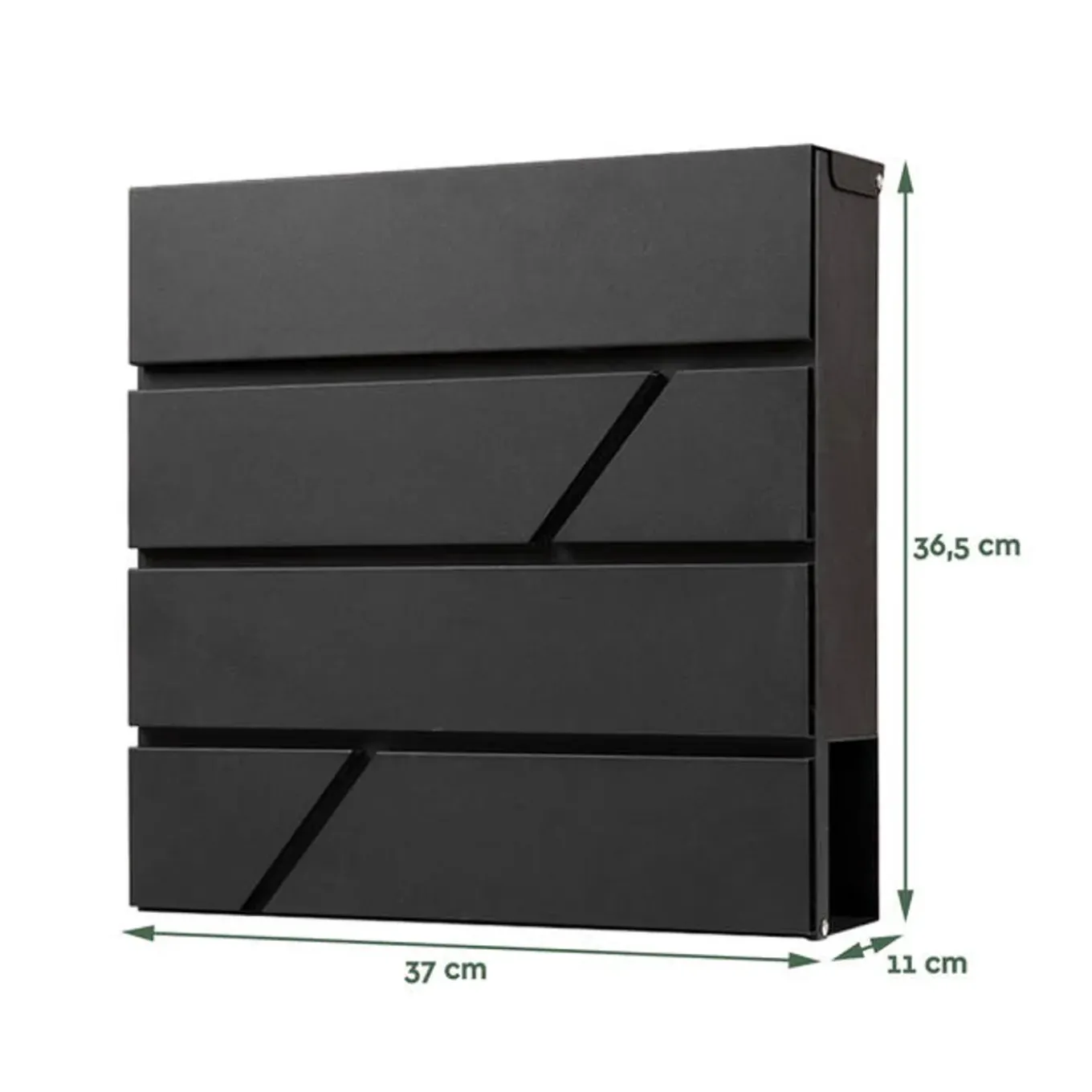 Brasq Brievenbus Hangend Zwart Rvs – Wandbrievenbus - Slot - Krantenvak - Montagemateriaal, Sleutels