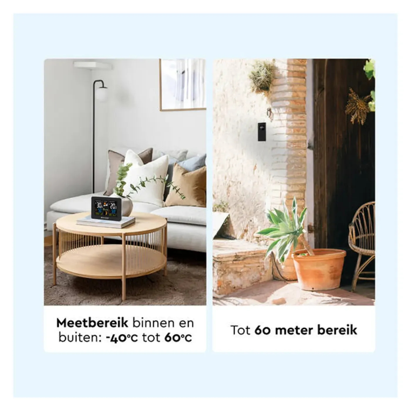BRASQ Draadloos Weerstation Binnen & Buiten – Buitensensor – Weervoorspelling – Hygro & Barometer