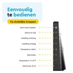 BRASQ Draadloos Weerstation Binnen & Buiten – Buitensensor – Weervoorspelling – Hygro & Barometer