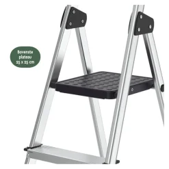 BRASQ Huishoudtrap 5 Treden – Keukentrap Inklapbaar Aluminium – Antislip - Ladder - Trap Zilver