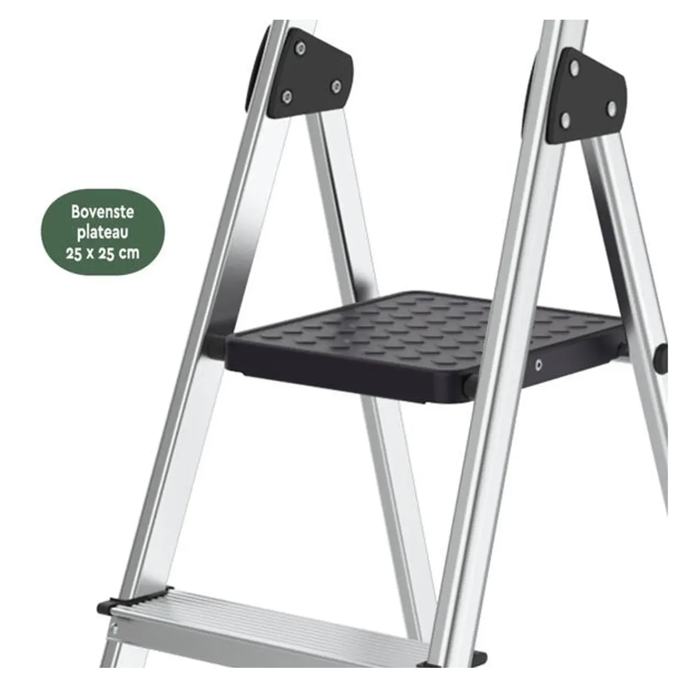 BRASQ Huishoudtrap 5 Treden – Keukentrap Inklapbaar Aluminium – Antislip - Ladder - Trap Zilver