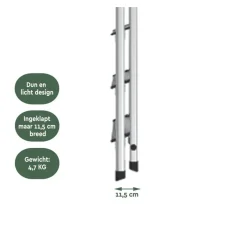 BRASQ Huishoudtrap 5 Treden – Keukentrap Inklapbaar Aluminium – Antislip - Ladder - Trap Zilver