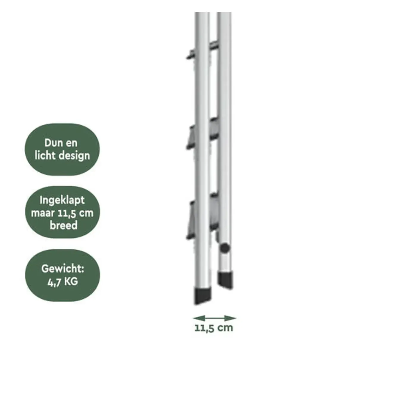 BRASQ Huishoudtrap 5 Treden – Keukentrap Inklapbaar Aluminium – Antislip - Ladder - Trap Zilver