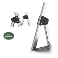 BRASQ Huishoudtrap 5 Treden – Keukentrap Inklapbaar Aluminium – Antislip - Ladder - Trap Zilver