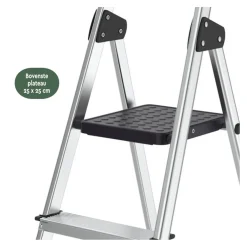 Brasq Huishoudtrap 4 Treden – Keukentrap Inklapbaar Aluminium – Antislip - Ladder - Trap Zilver