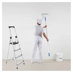 Brasq Huishoudtrap 4 Treden – Keukentrap Inklapbaar Aluminium – Antislip - Ladder - Trap Zilver