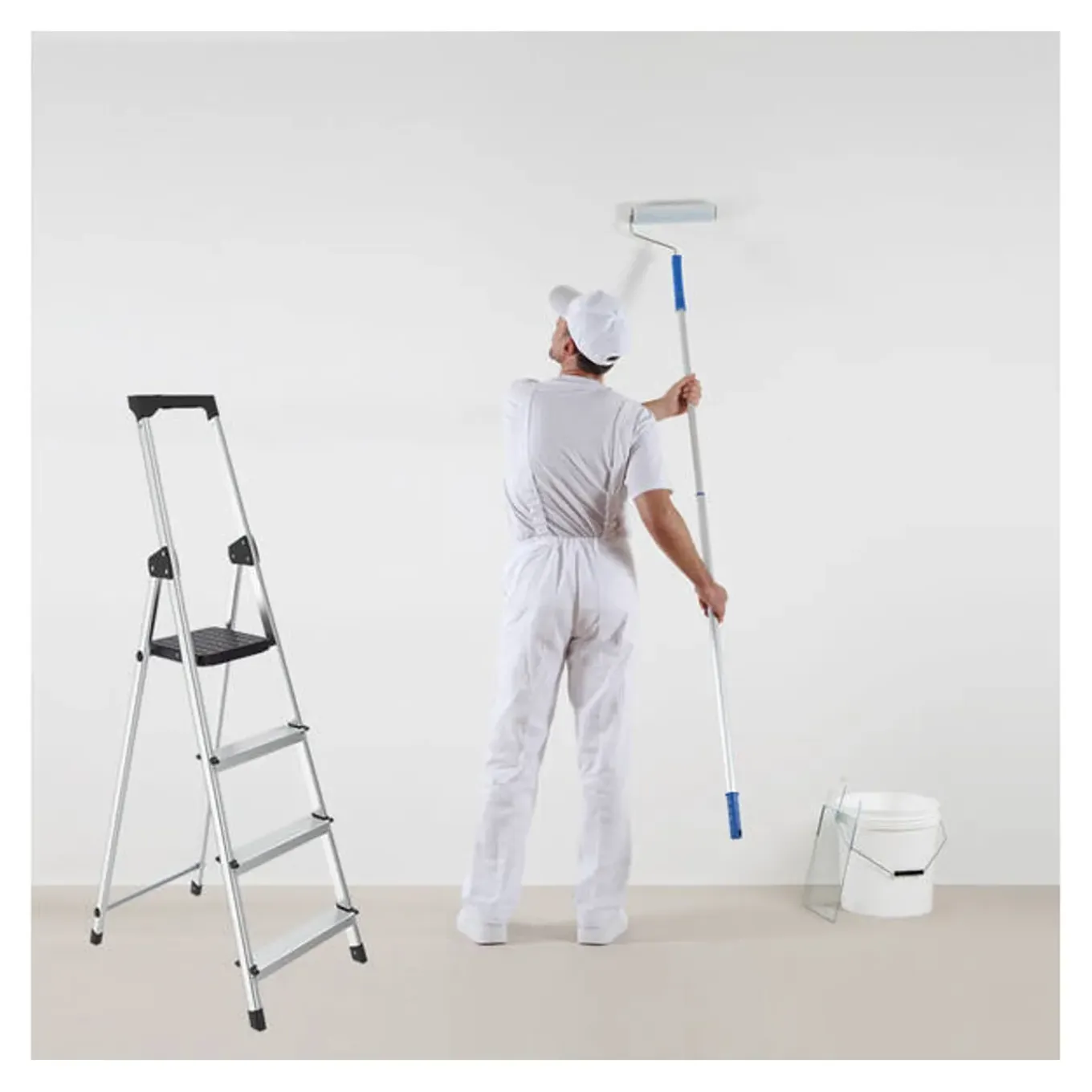 Brasq Huishoudtrap 4 Treden – Keukentrap Inklapbaar Aluminium – Antislip - Ladder - Trap Zilver