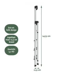 Brasq Huishoudtrap 4 Treden – Keukentrap Inklapbaar Aluminium – Antislip - Ladder - Trap Zilver