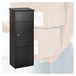 BRASQ Pakketbrievenbus Staand Staal Zwart 105x38x24 Cm – Brievenbus Met Slot Voor Xxl Pakketten