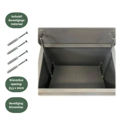 BRASQ Pakketbrievenbus Staand Staal Zwart 105x38x24 Cm – Brievenbus Met Slot Voor Xxl Pakketten