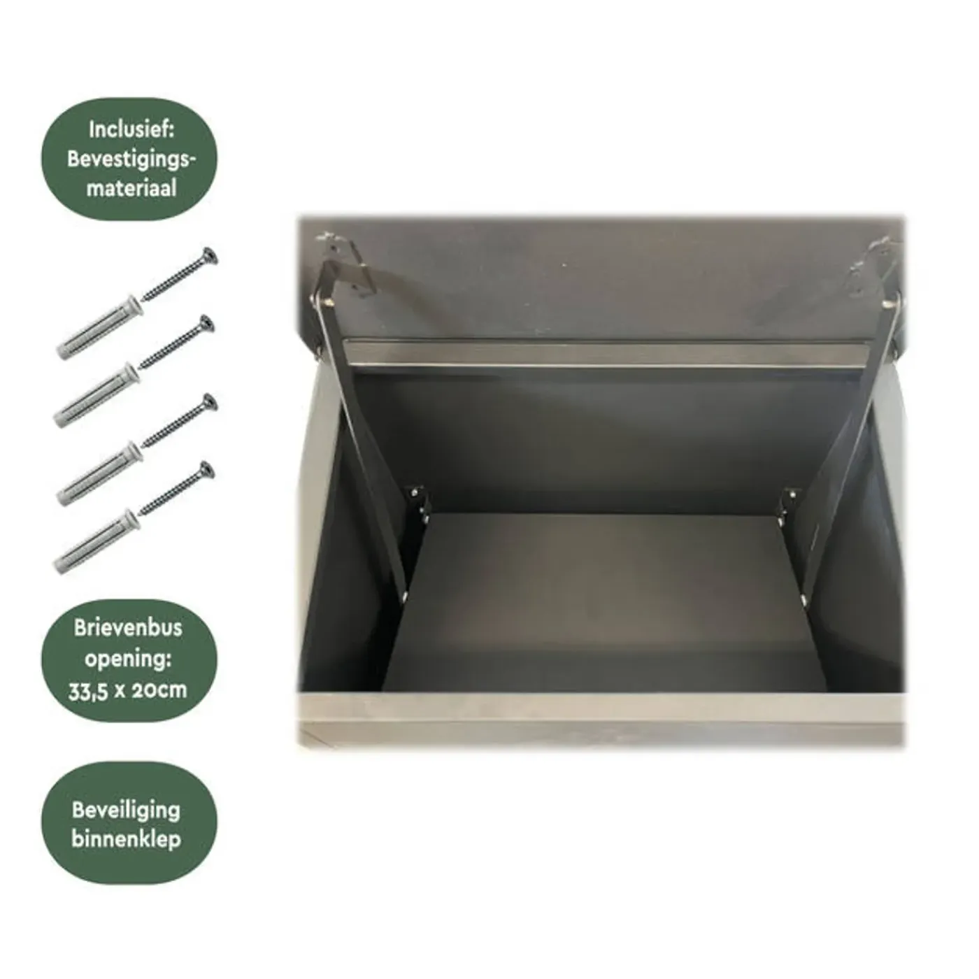 BRASQ Pakketbrievenbus Staand Staal Zwart 105x38x24 Cm – Brievenbus Met Slot Voor Xxl Pakketten