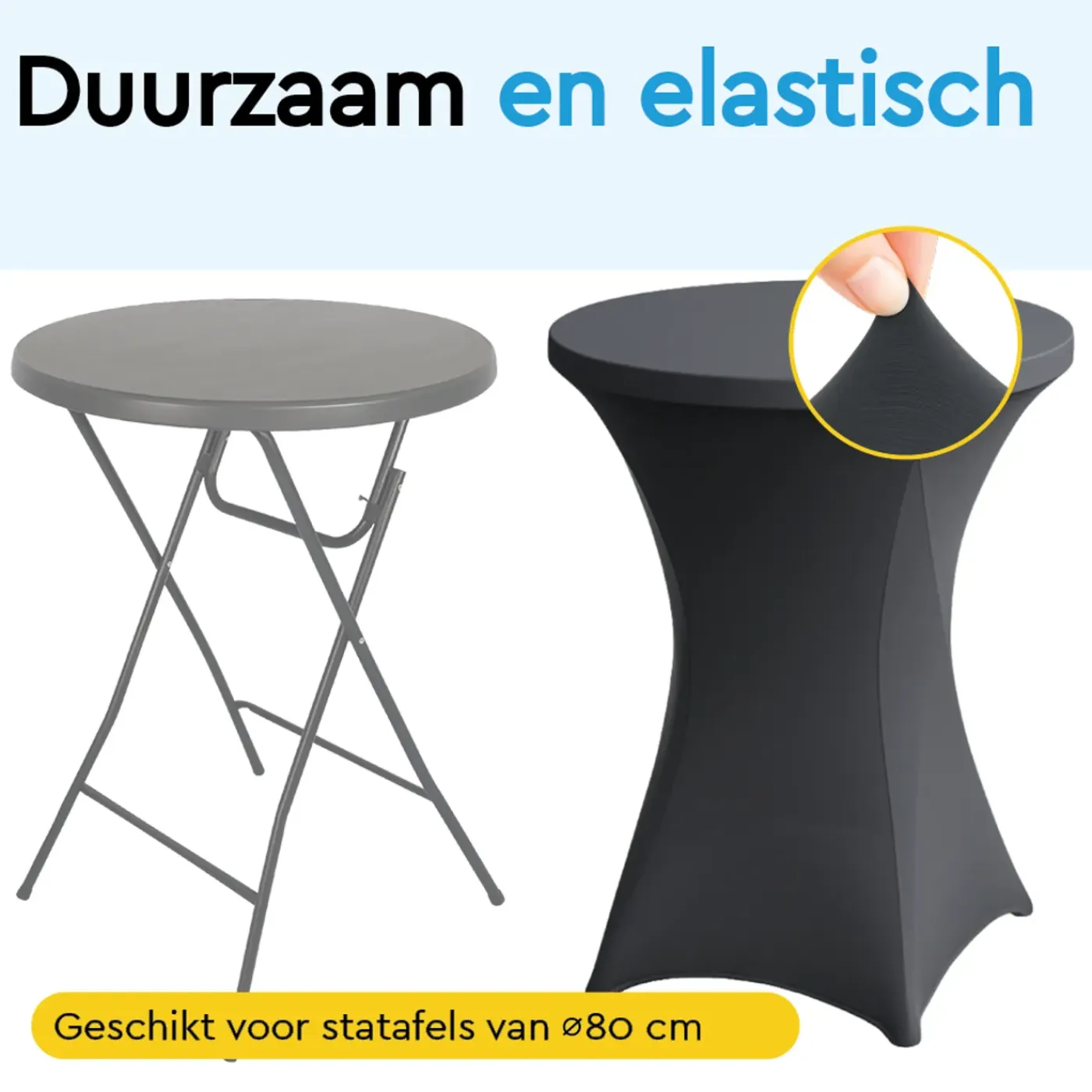 BRASQ Statafelrok Antraciet - Diameter 80cm - 74x110cm - Extra Stretch Voor Statafel