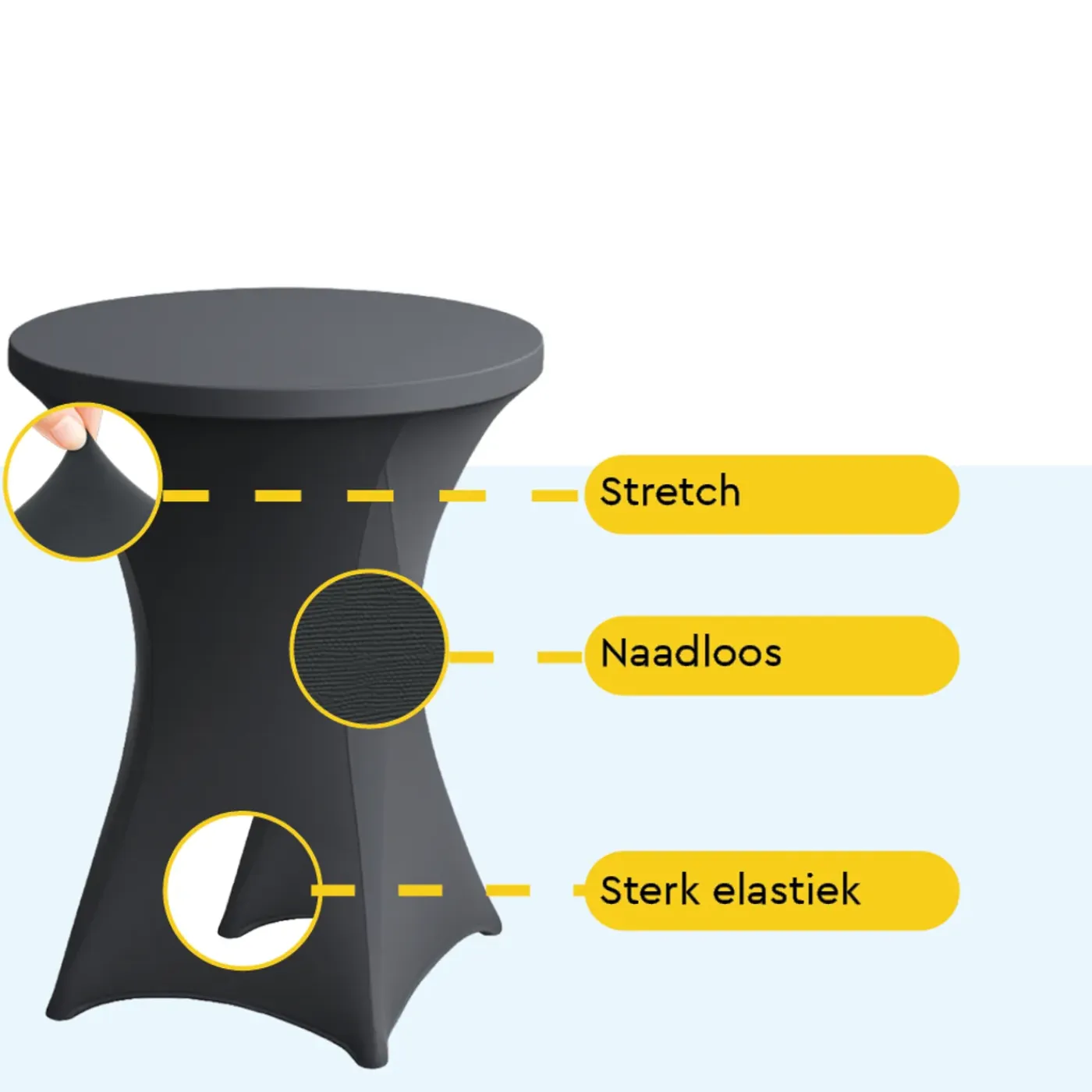 BRASQ Statafelrok Antraciet - Diameter 80cm - 74x110cm - Extra Stretch Voor Statafel
