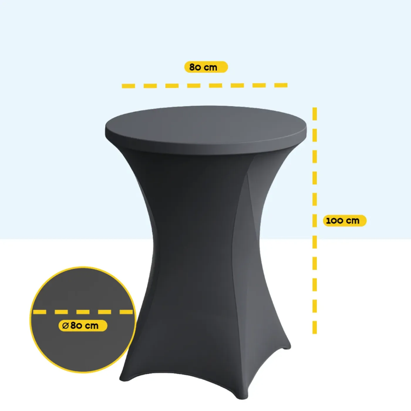 BRASQ Statafelrok Antraciet - Diameter 80cm - 74x110cm - Extra Stretch Voor Statafel