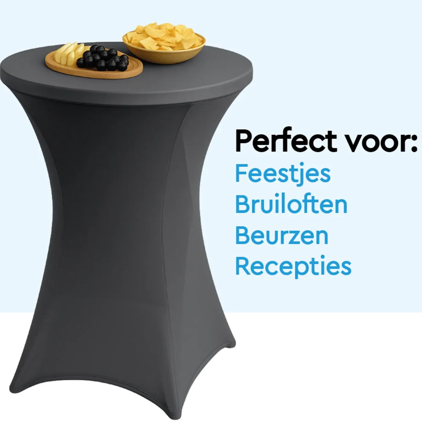 BRASQ Statafelrok Antraciet - Diameter 80cm - 74x110cm - Extra Stretch Voor Statafel