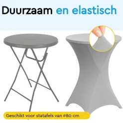 Brasq Statafelrok Grijs - Diameter 80cm - 74x110cm - Set Van 4 - Extra Stretch Voor Statafel
