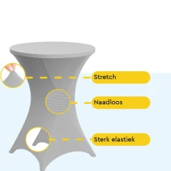 Brasq Statafelrok Grijs - Diameter 80cm - 74x110cm - Set Van 4 - Extra Stretch Voor Statafel