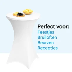 BRASQ Statafelrok Wit - Diameter 80cm - 74x110cm - Set Van 2 - Extra Stretch Voor Statafel