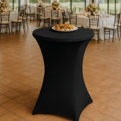Brasq Statafelrok Zwart - Diameter 80cm - 74x110cm - Set Van 4 - Extra Stretch Voor Statafel