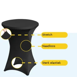 Brasq Statafelrok Zwart - Diameter 80cm - 74x110cm - Set Van 4 - Extra Stretch Voor Statafel