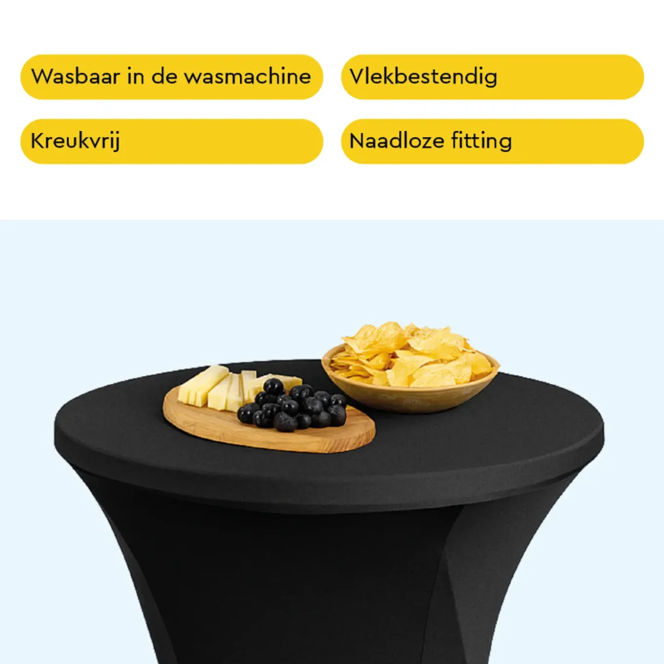 Brasq Statafelrok Zwart - Diameter 80cm - 74x110cm - Set Van 4 - Extra Stretch Voor Statafel