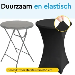 Brasq Statafelrok Zwart - Diameter 80cm - 74x110cm - Set Van 4 - Extra Stretch Voor Statafel
