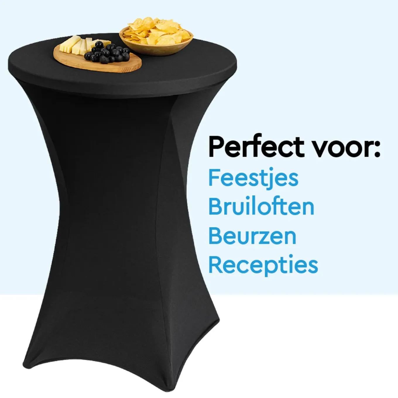 Brasq Statafelrok Zwart - Diameter 80cm - 74x110cm - Set Van 4 - Extra Stretch Voor Statafel