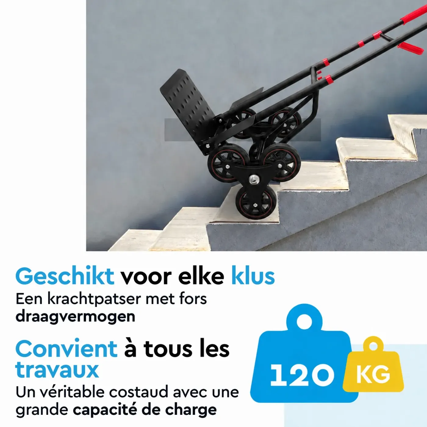 BRASQ Steekwagen Inklapbaar - Transportkar Staal - 120kg Draagvermogen - Transportwagen - Steekkar