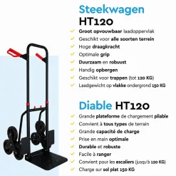 BRASQ Steekwagen Inklapbaar - Transportkar Staal - 120kg Draagvermogen - Transportwagen - Steekkar