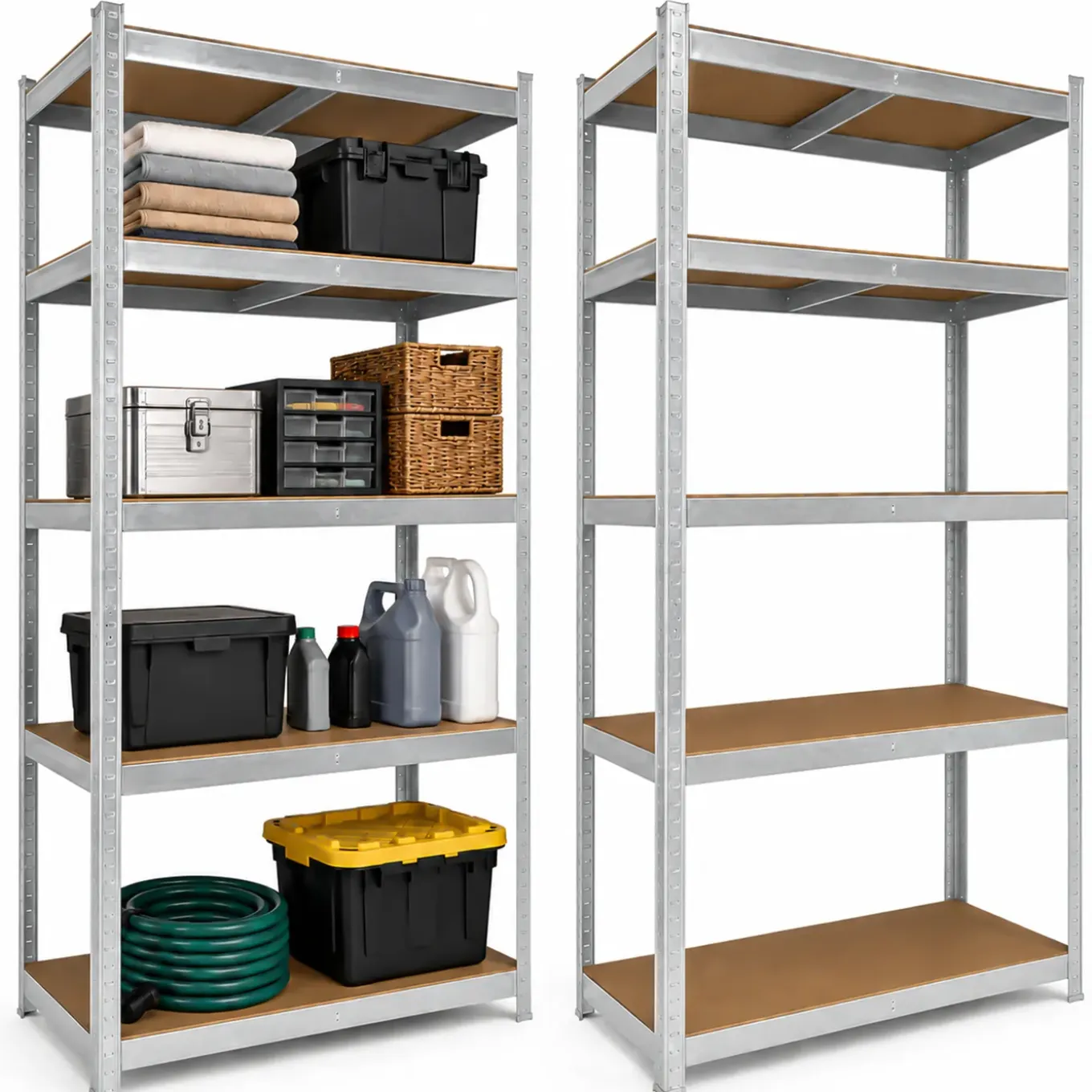 Brasq Stellingkast Rvs Set Van 2 – Opbergrek - 180x90x40cm - 5 Planken - 175kg Per Plank - Wandkast