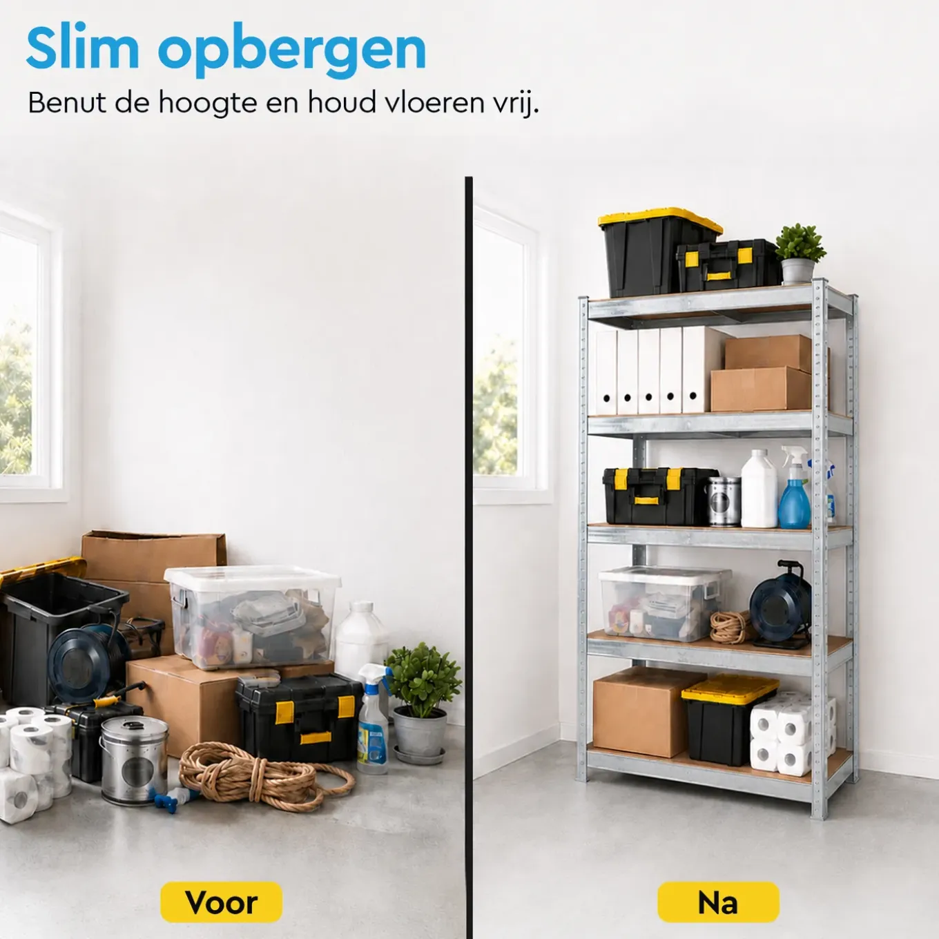 Brasq Stellingkast Rvs Set Van 2 – Opbergrek - 180x90x40cm - 5 Planken - 175kg Per Plank - Wandkast