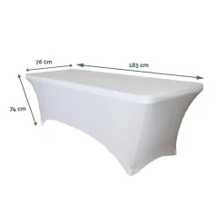 BRASQ Tafelrok Wit - 183x76x74cm - Tafelhoes Extra Stretch